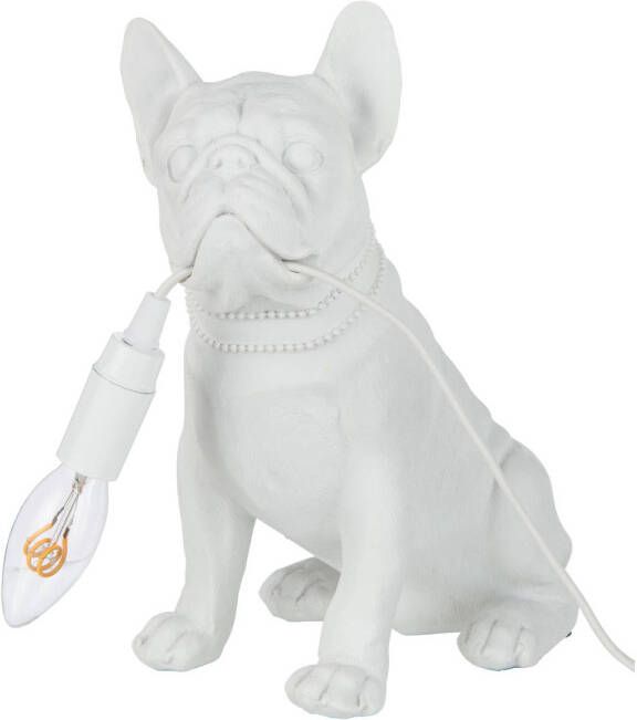 J-Line Lamp Bulldog Poly Wit 25x15x29cm