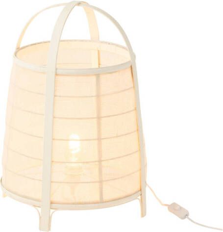 J-Line Lamp Rya Katoen bamboe Wit Large 36.5x36.5x52.5cm