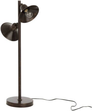 J-Line Lamp Staand 2lampen Ijzer Donker Bruin 34x21x80cm