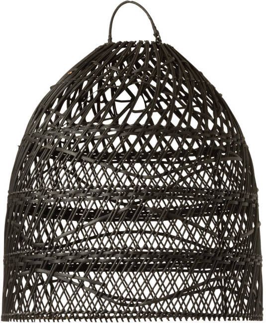 J-Line Lampkap Golven Rotan Zwart 40x40x45cm