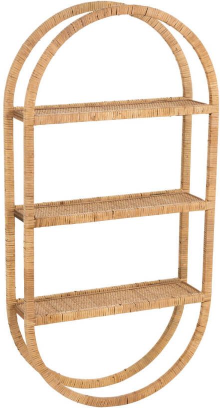 J-Line Muurrek Ovaal 3planken Plooibaar Rotan Naturel 56x19.5x110cm