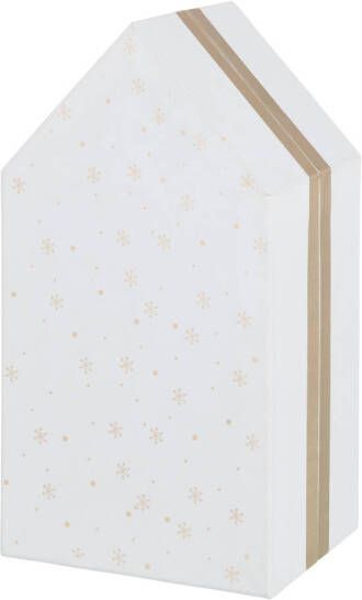 J-Line Opbergdoos Huis Karton Wit Met Goud 31x7x34.5cm