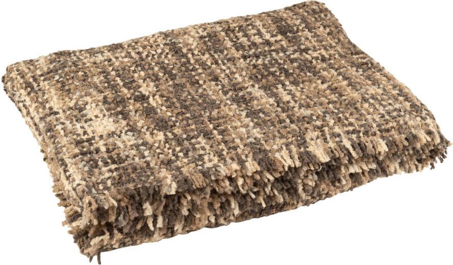 J-Line Plaid Tweed Acryl katoen Bruin beige 180x130x1cm