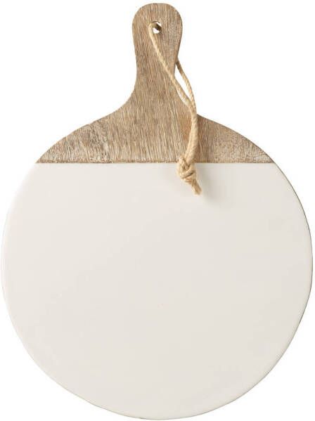 J-Line Plank Rond Mango Hout Whitewash 40.5x30.5x1.5cm