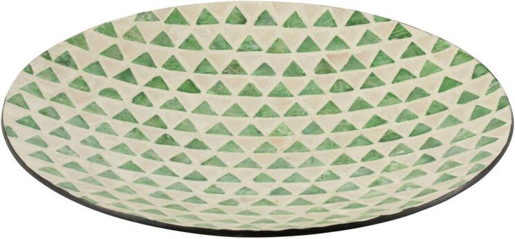 J-Line Plateau Nuye Rond Schelpen papier Groen 45x45x6cm