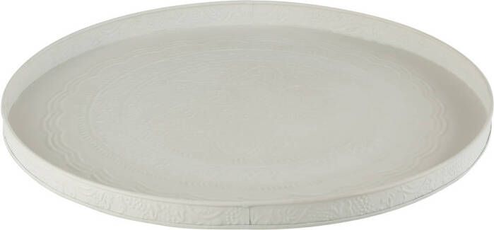 J-Line Plateau Rond Klassiek Ijzer Wit Medium 50x50x4cm