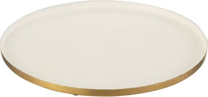 J-Line Plateau Rond Metaal Wit goud 41x41x1.5cm