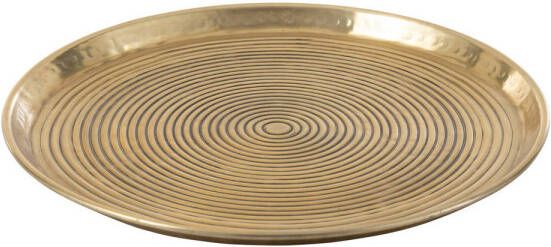 J-Line Plateau Rond Ringen Aluminium Goud Medium 45cm 44.5x44.5x2.5cm