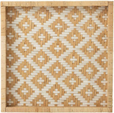 J-Line Plateau Vierkant Patronen Rotan Naturel wit 51x51x4cm