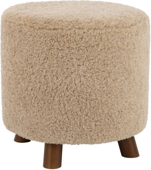 J-Line Poef Schaap Poot Polyester Beige 42.5x42.5x41.5cm