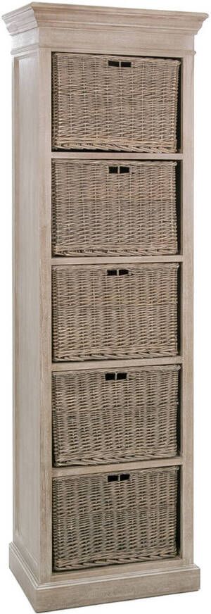 J-Line Rek + 5 Manden Hout Nat 59x40x194cm 59x39.5x193.5cm