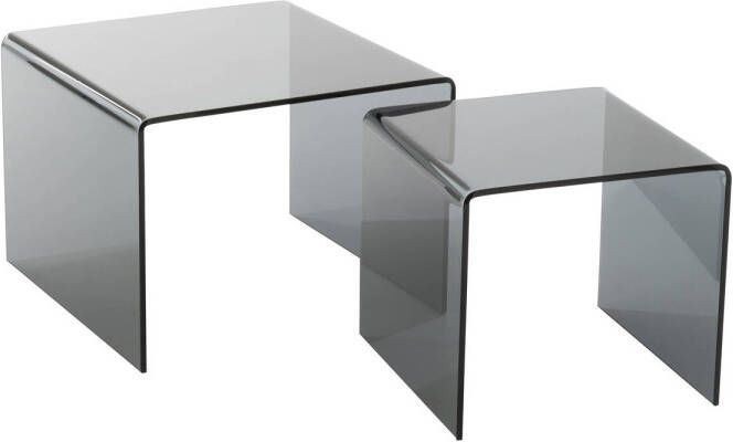 J-Line S 2 Bijzettafel Glas Zwart 65x65x46.5cm