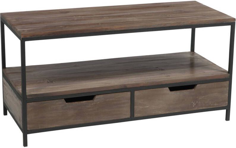 J-Line Salontafel Hout met Bruin+zwart 120x50x60.5cm