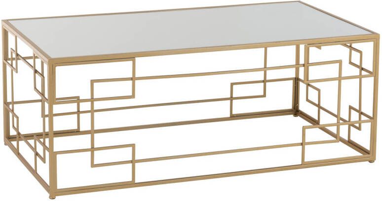 J-Line Salontafel Lijnen Metaal glas Goud 120x66x47.5cm