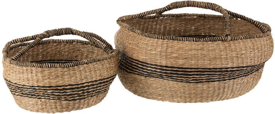 J-Line Set 2 Manden Rond Zeegras Naturel 60x60x26cm