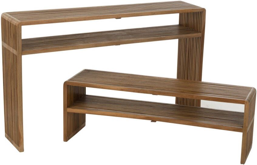 J-Line Set Van 2 Console Met Schap Gerecycleerd Teak Naturel 130x30x80cm