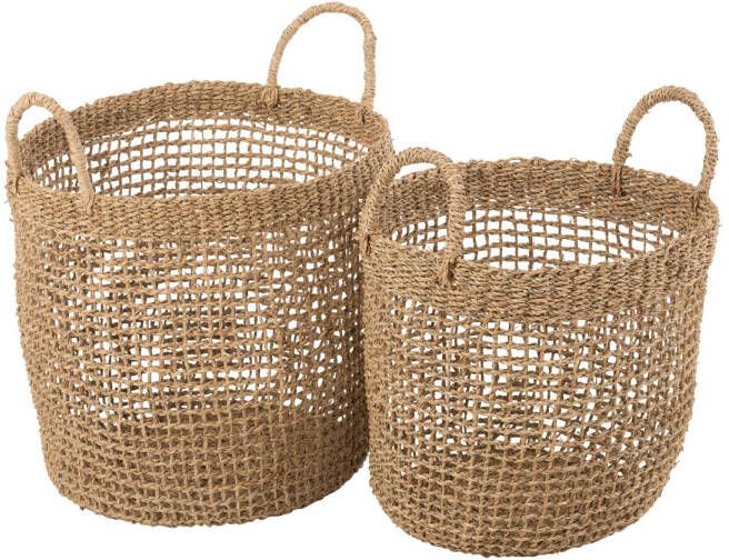 J-Line Set Van 2 Manden Oasis Zeegras Naturel 38x38x51cm