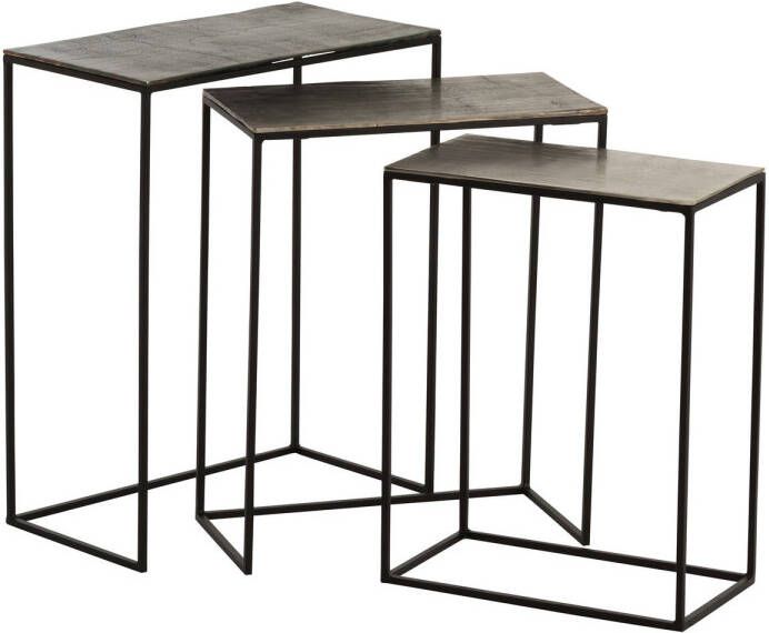 J-Line Set Van 3 Bijzettafels Rechthoekig Aluminium Zwart mix 53x29x66cm