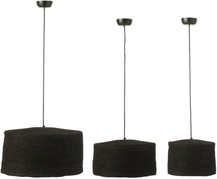 J-Line Set Van 3 Hangende Lamp Moonj Gras Zwart 50x50x26cm