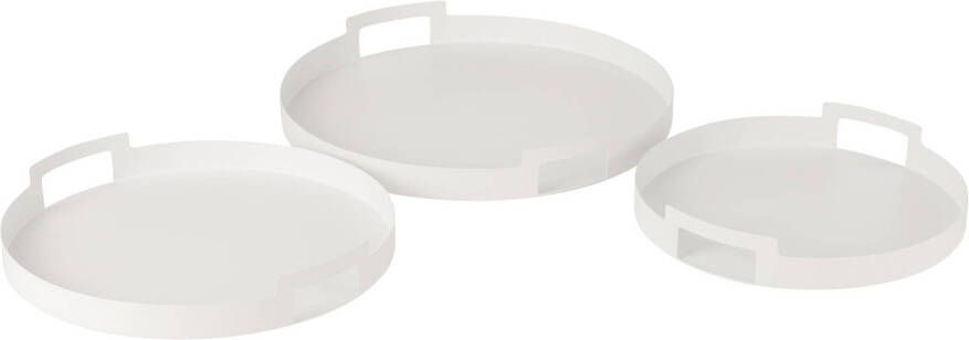 J-Line Set Van 3 Plateau Rond Metaal Wit 45x45x6.5cm