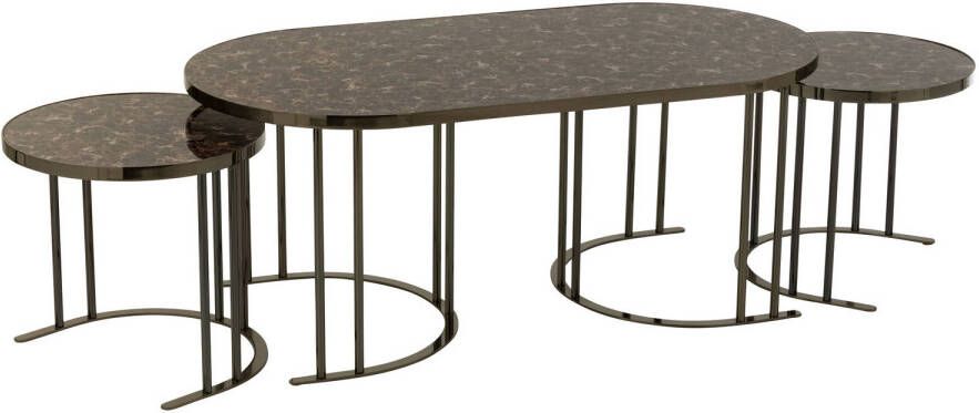 J-Line Set Van 3 Salontafels Zilver bruin Metaal mdf 120x60x48cm