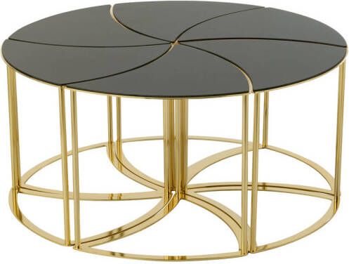 J-Line Set Van 6 Tafels Tornado Goud Metaal mdf glas 100x100x48cm