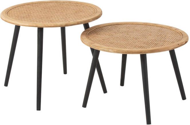 J-Line Set Van Twee Bijzettafel Bamboo Naturel 67x67x56.5cm