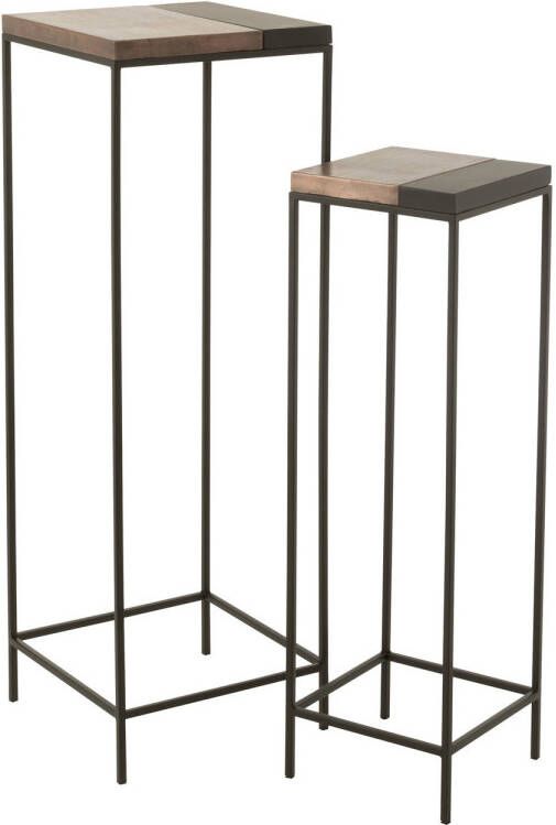 J-Line Set Van Twee Bijzettafel Hoog Brons zwart 41x41x119cm