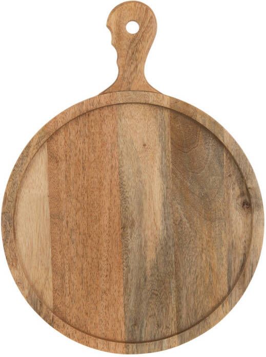 J-Line Snijplank Rond Handvat Mango Hout Naturel 40x30x1cm