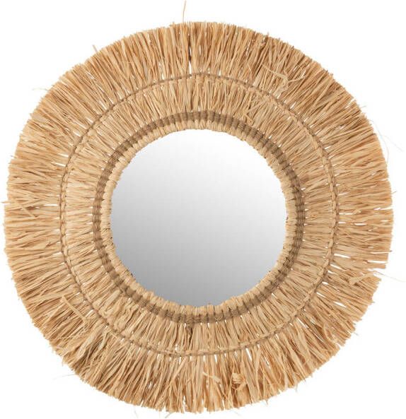 J-Line Spiegel Hangend Rond Riet Raffia Naturel 61.5x61.5x2.5cm