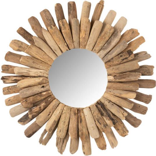 J-Line Spiegel Rond Drijfhout Naturel Large 70x70x5cm