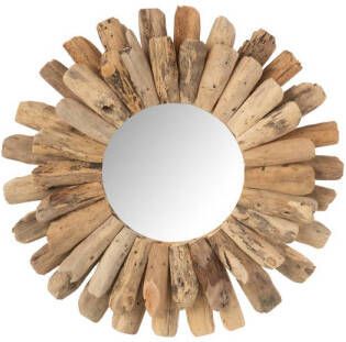 J-Line Spiegel Rond Drijfhout Naturel Small 42x42x5cm