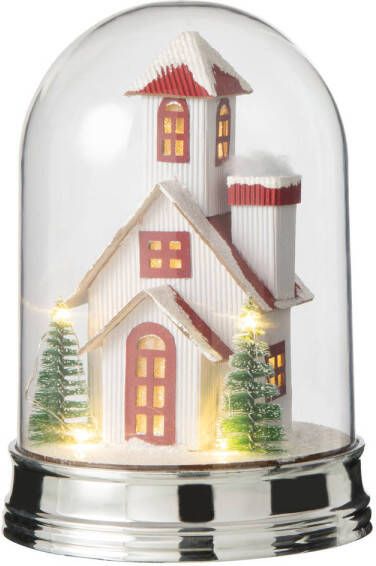 J-Line Stolp Winter Huis Led Acryl Wit groen Small 16x16x23cm