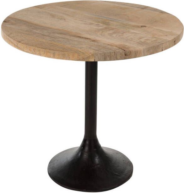 J-Line Tafel Bar Rond Hout metaal Naturel zwart 65x65x60.5cm