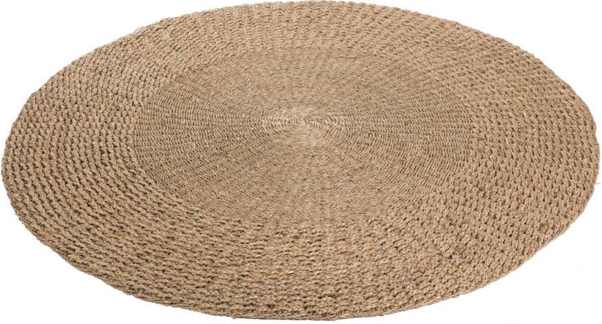 J-Line Tapijt Rond Gevlochten Zeegras Naturel 120x120x1cm