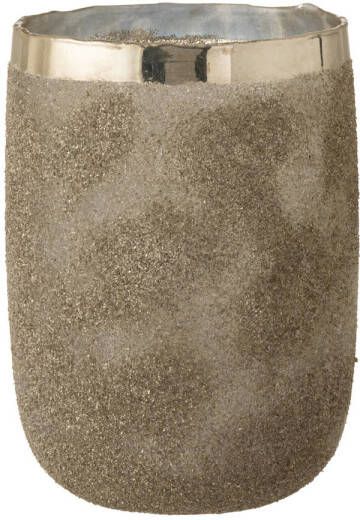 J-Line Theelichthouder Frosty Rond Glas Zilver Extralarge 19.5x19.5x25.5cm