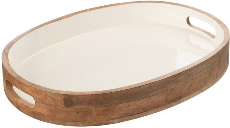 J-Line Trays Kos Wood Brown white 50x37x7cm