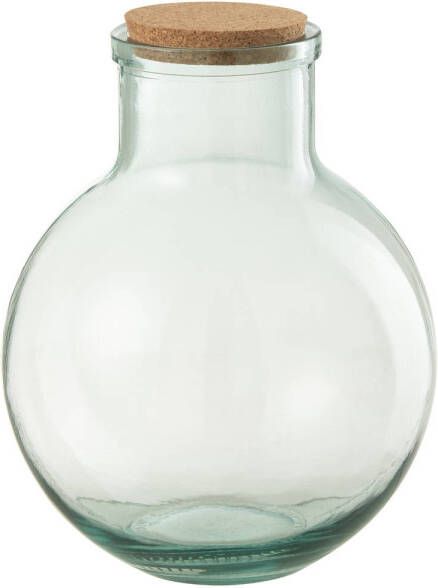 J-Line Voorraadpot Rond Kurk Gerecycleerd Glas Large 23.5x23.5x31cm