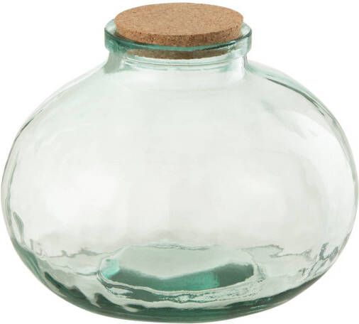 J-Line Voorraadpot Rond Kurk Gerecycleerd Glas Small 28x28x22.5cm