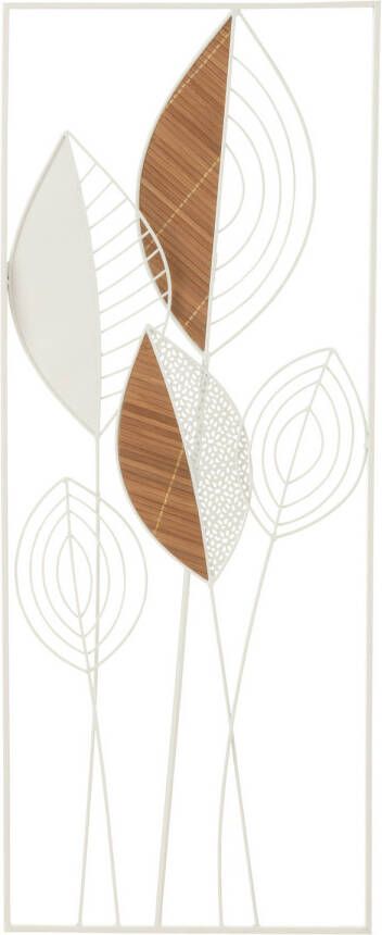 J-Line Wanddecoratie Bladeren Metaal bamboo Mix Small 30x75x2.5cm