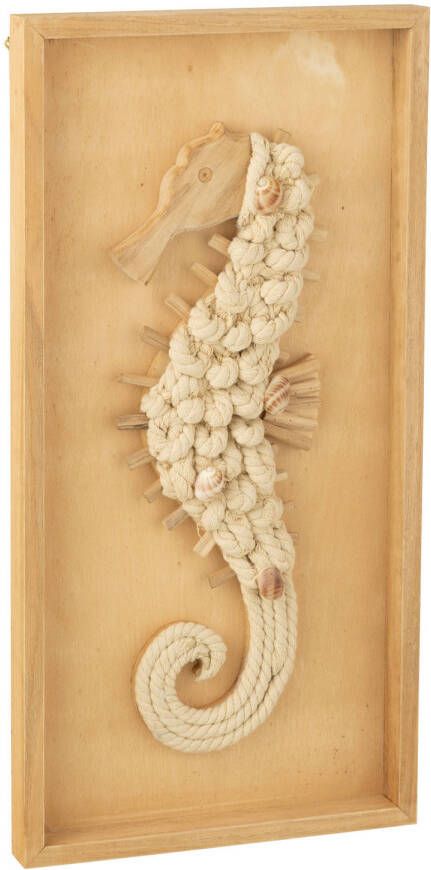 J-Line Wanddecoratie Zeepaardje Hout Naturel 30x3.5x60cm