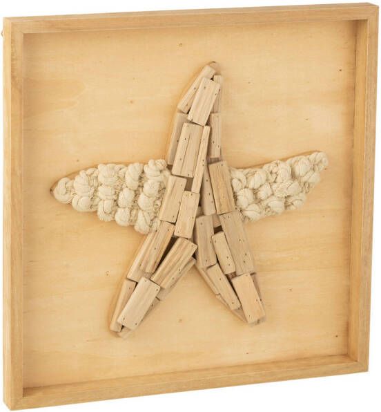 J-Line Wanddecoratie Zeester Hout Naturel 45x3.5x45cm