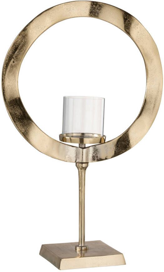 J-Line Windlicht Rond Voet Aluminium Goud Large 39.5x16.5x63cm