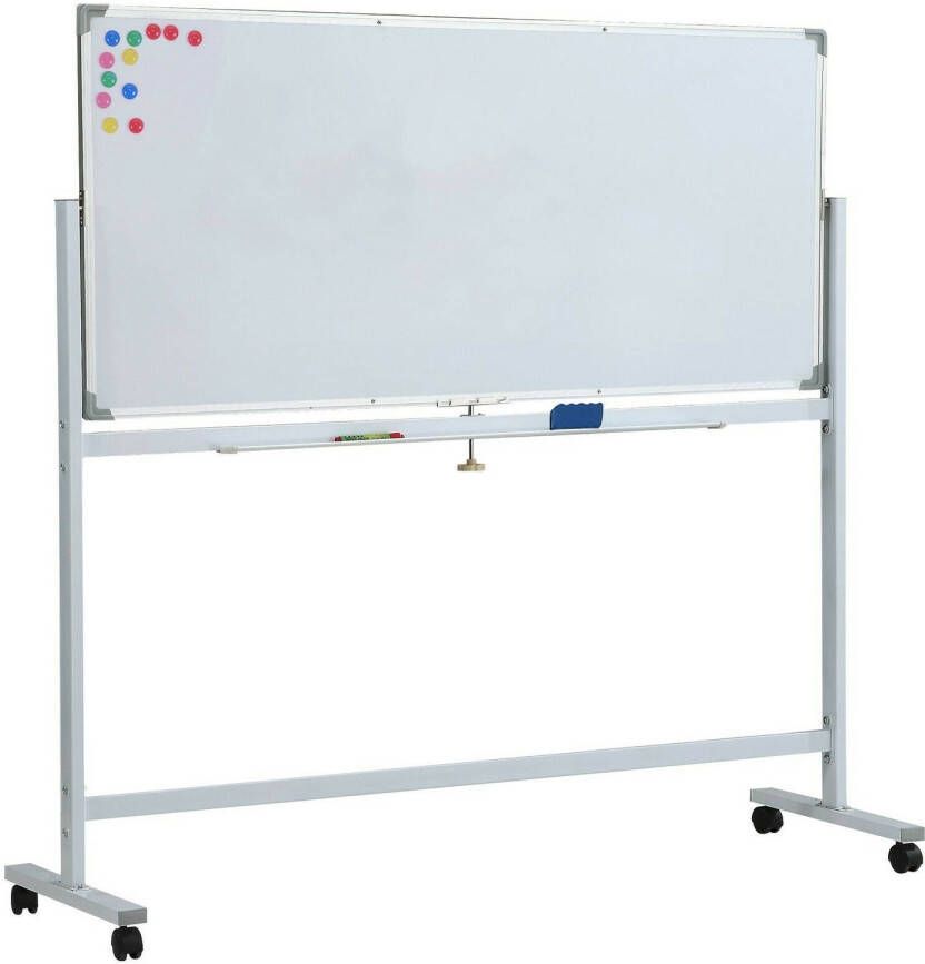 Jago Whiteboard- magneetbord met alu frame- 120x60 cm magnetisch draaibaar