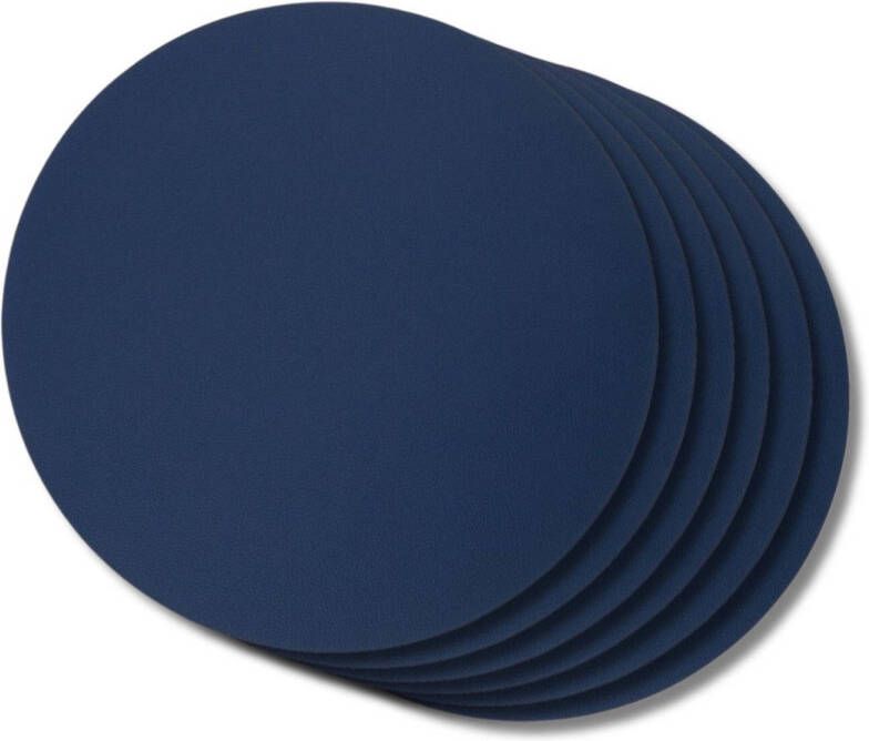 Jay Hill Placemats Vegan leer Grijs Blauw dubbelzijdig ø 38 cm 6 Stuks