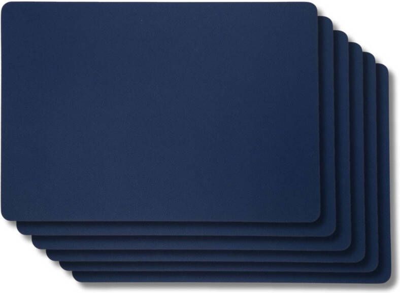 Jay Hill Placemats Vegan leer Grijs Blauw dubbelzijdig 46 x 33 cm 6 Stuks