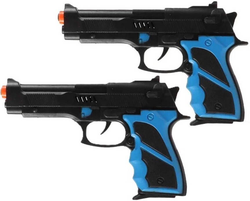 Jonotoys Politie speelgoed pistool 2x kind en volwassenen verkleed rollenspel plastic 22 cm Speelgoedpistool