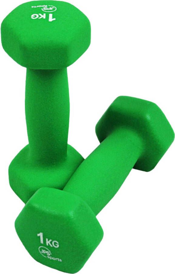 JPS Care JPS Sports Dumbells- Gewichten Dumbells 1kg Dumbells set 2 x 1 kg Zeshoekig Duurzaam Groen