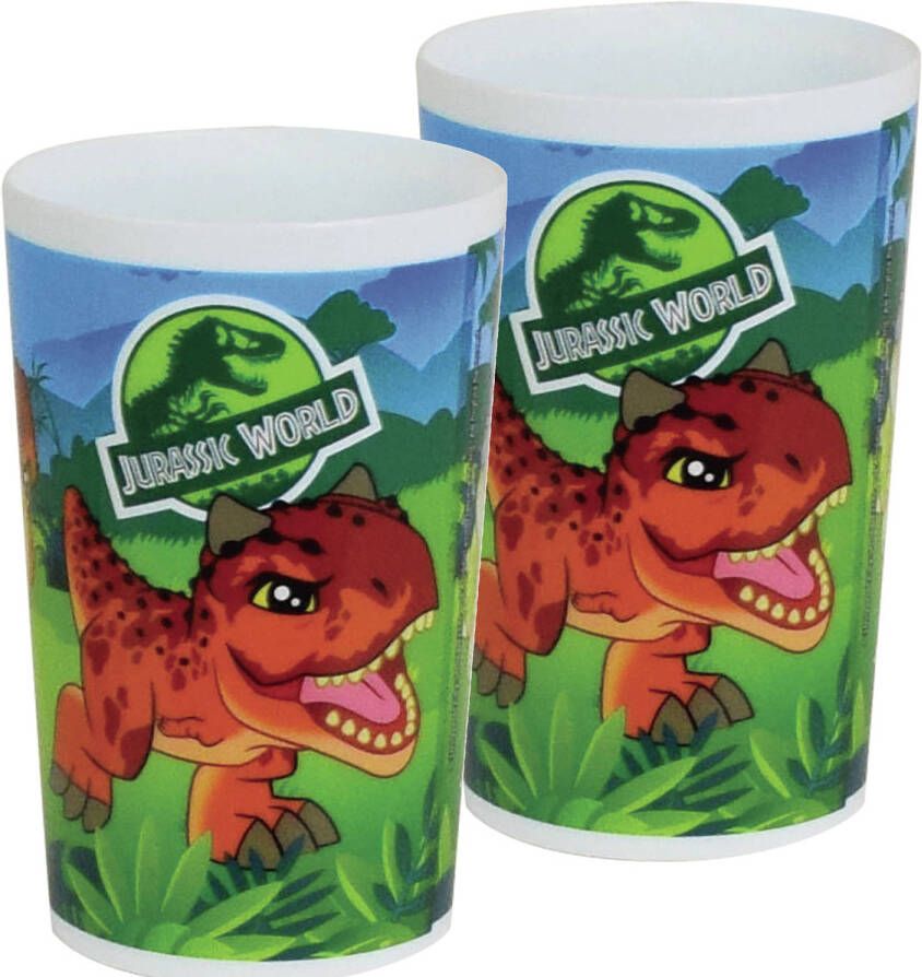 Jurassic World 4x stuks kunststof drinkbeker dinosaurus 220 ml Kinderservies