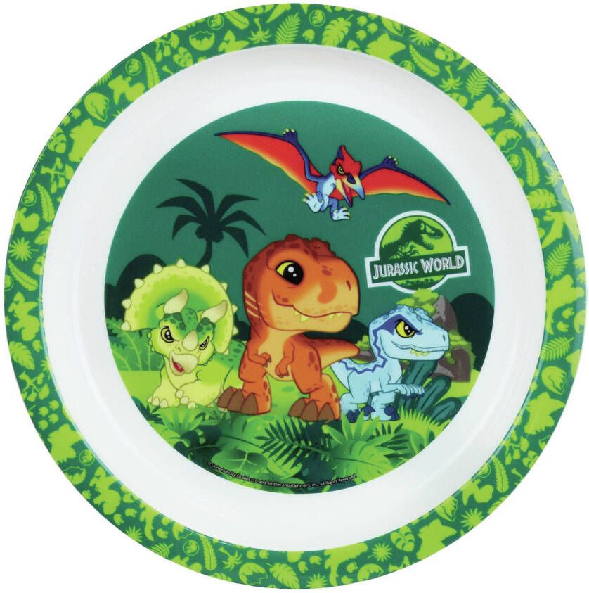 Jurassic World Kunststof ontbijtbordje plat dinosaurus 22 cm Kinderservies